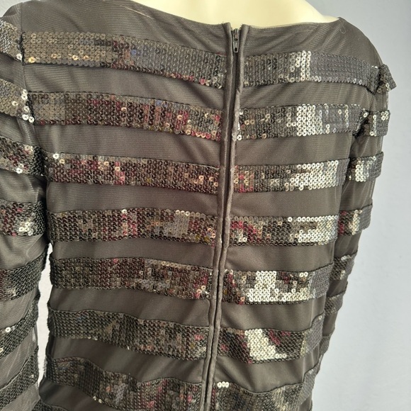 Tadashi Shoji Black Illusion Cocktail Mesh Tulle Long Sleeve Mini Dress - Picture 5 of 6